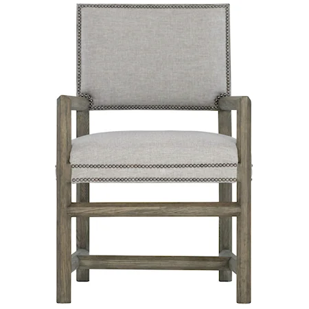 Customizable Transitional Arm Chair with Nailhead Trim